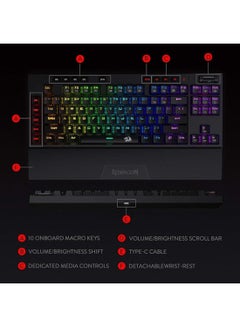 REDRAGON K596 VISHNU 3 Modes RGB Mechanical Gaming Keyboard, 87 Keys TKL Compact Keyboard with 2400 mAh Battery  - Image 5
