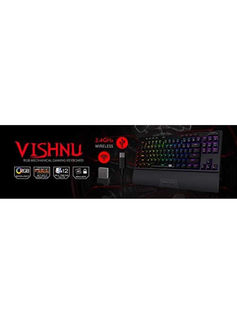 REDRAGON - K596 VISHNU 3 Modes RGB Mechanical Gaming Keyboard, 87 Keys TKL Compact Keyboard with 2400 mAh Battery - Image 1