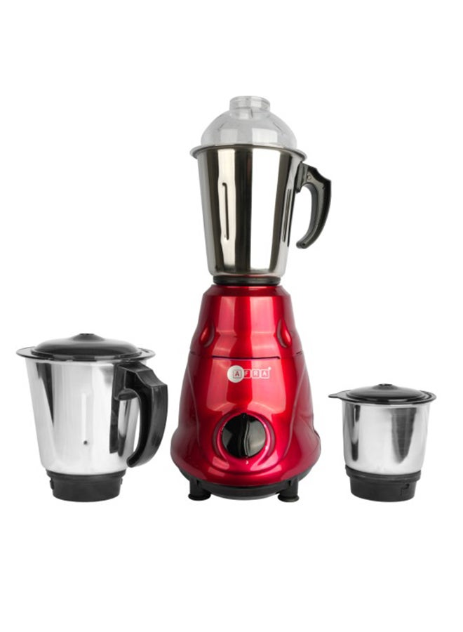 عفرا خلاط مطحنه أفرا اليابان الثقيل، 3 في 1، تشطيب لامع أحمر، أوعية وشفرات من الفولاذ المقاوم للصدأ، سعة إجمالية للأوعية 2900 مل مع ضمان لمدة سنتين - Image 1