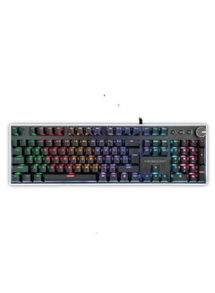 English Arabic Mechanical Gaming Keyboard with RGB LED Rainbow Backlit Quick Response USB Wired E-sport Waterproof 87 Keys Keyboard for Windows/MacOS/Android PC Gamers Black