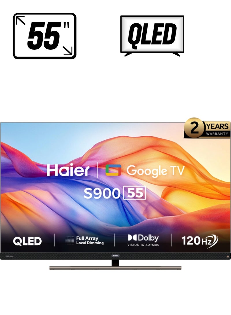 هاير - تلفزيون جوجل 55 بوصة QLED 4K HDR UHD 120 هرتز H55S900UX أسود - Image 1