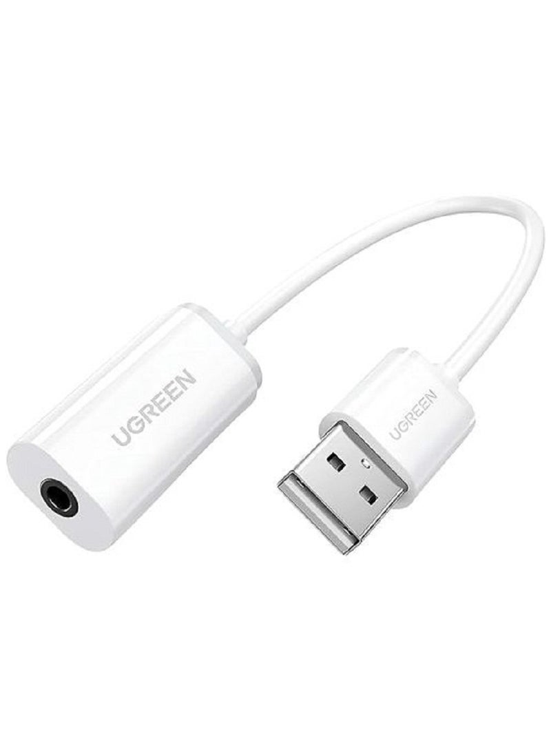 Ugreen USB A Male To 3.5 Mm Aux Cable White 