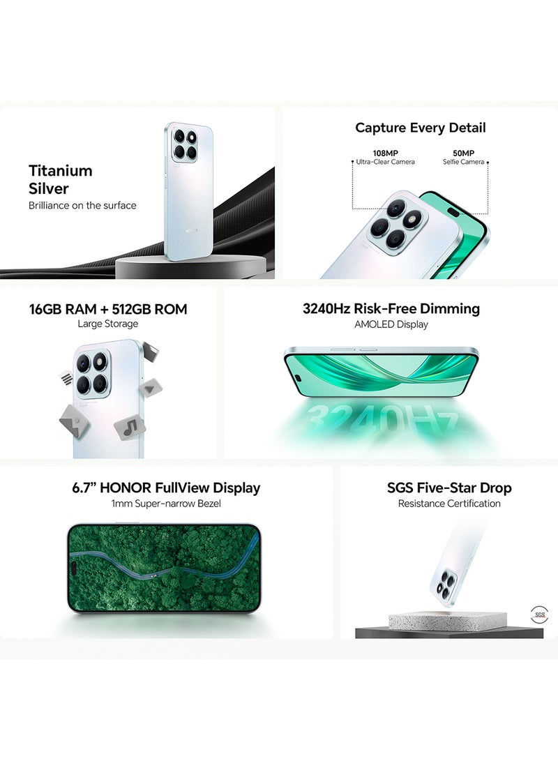 Honor - X8b Dual SIM Titanium Silver 8GB RAM 512GB 4G LTE - Middle East Version - Image 1