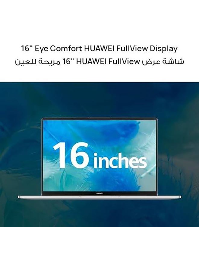 هواوي - كمبيوتر محمول Matebook D16 بشاشة عرض كاملة مقاس 16 بوصة مريحة للعين، ونحيف للغاية، ومعالج Core i5-12450H/ذاكرة وصول عشوائي سعة 8 جيجابايت/محرك أقراص SSD سعة 512 جيجابايت/نظام تشغيل Windows 11 / لوحة مفاتيح باللغة الإنجليزية + صندوق هدايا + حامل كمبيوتر محمول - Image 1
