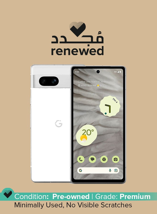 جوجل تم تجديده - Pixel 7a Snow 8GB RAM 128GB 5G - النسخة العالمية - Image 1