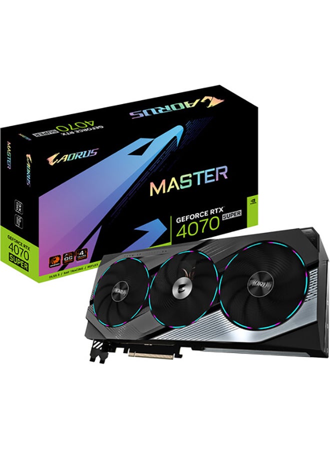 GIGABYTE - AORUS GeForce RTX 4070 SUPER MASTER Graphics Card, 12GB 192-bit GDDR6X Memory, 2655MHz Core Clock, 21Gbps Memory Speed, 7168 CUDA Cores, PCI-E 4.0, HDMI 2.1a / DP 1.4a | GV-N407SAORUS M-12GD Black - Image 1