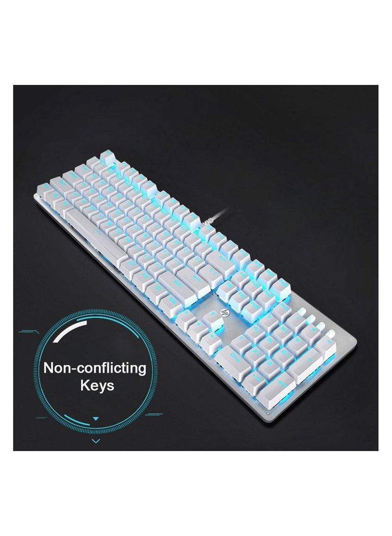 HP GK100F لوحة المفاتيح الميكانيكية السلكية محور الضوء الأزرق الجليدي - Image 2