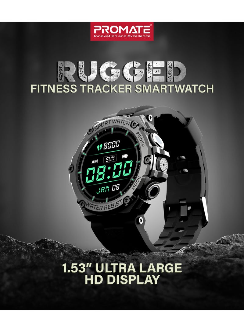 PROMATE - Smart Watch, Round-Screen BT 5.1 Fitness Tracker With 1.53 Inch TFT Display, 80 Day Battery, Penta Magnetism Speaker, E-Card Quick Share And IP67 Water Resistance For iPhone 16, Galaxy S25,X Watch-R19 - Black - Image 1