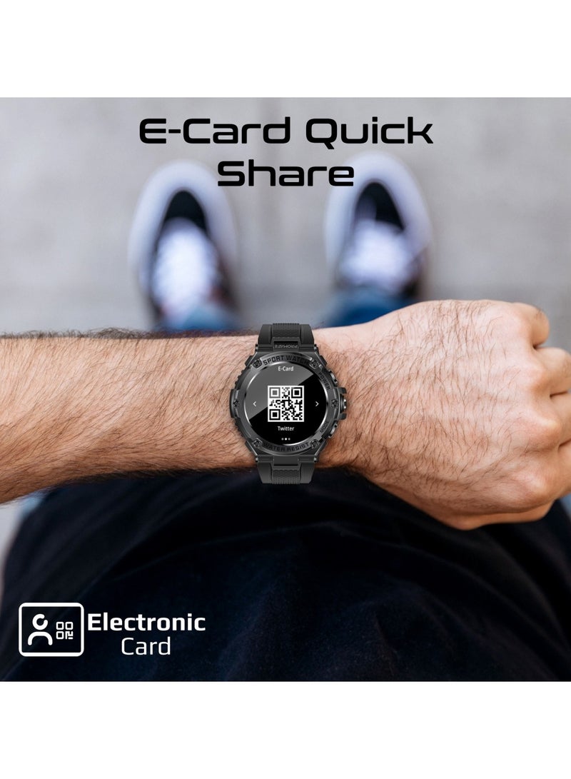 PROMATE - Smart Watch, Round-Screen BT 5.1 Fitness Tracker With 1.53 Inch TFT Display, 80 Day Battery, Penta Magnetism Speaker, E-Card Quick Share And IP67 Water Resistance For iPhone 16, Galaxy S25,X Watch-R19 - Black - Image 1