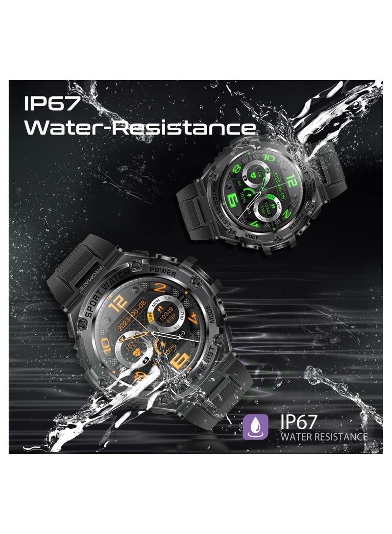 PROMATE - Smart Watch, Round-Screen BT 5.1 Fitness Tracker With 1.53 Inch TFT Display, 80 Day Battery, Penta Magnetism Speaker, E-Card Quick Share And IP67 Water Resistance For iPhone 16, Galaxy S25,X Watch-R19 - Black - Image 1