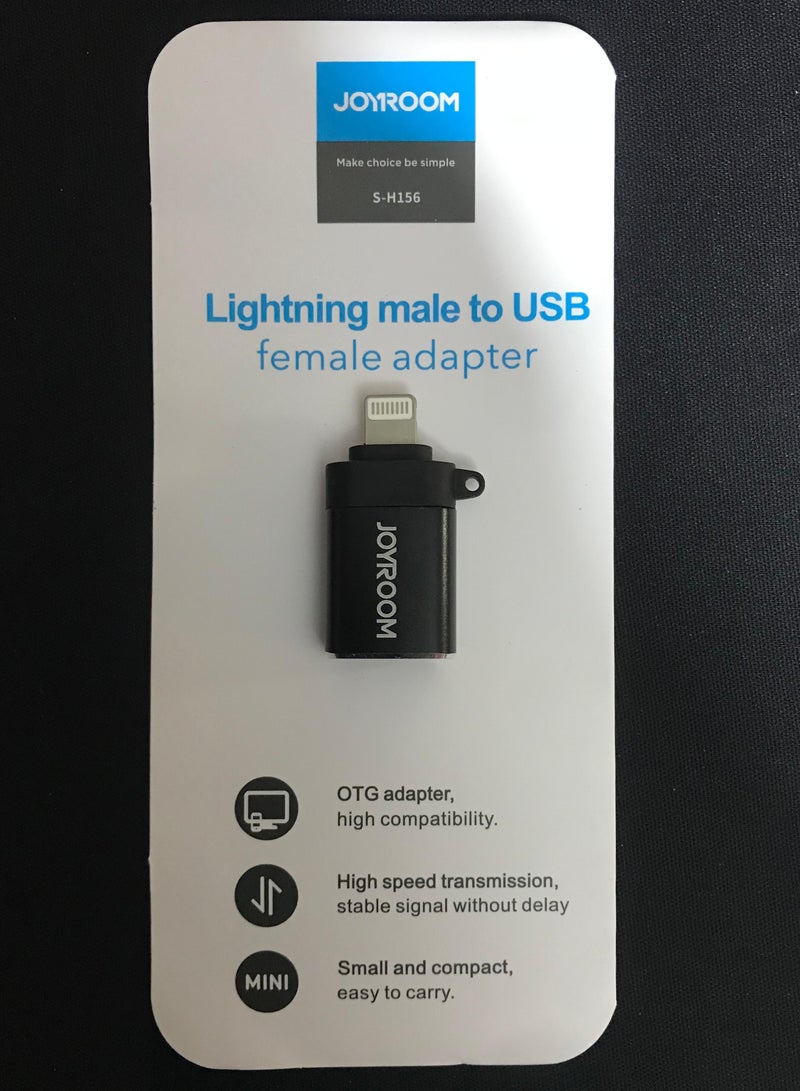 JOYROOM S-H156 Otg Adapter Lightning Male To USB Female Black  - Image 1