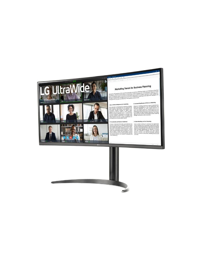 LG - 34-Inch UltraWide WQHD VA Curved Monitor with USB Type-C, 100Hz Refresh Rate, 5ms (GtG), HDR10, 16.7M Colors / sRGB 99%, HDR10, AMD FreeSync, One Click Stand, USB-C 65 W, DP / HDMI | 34WR55QC-B Black - Image 1