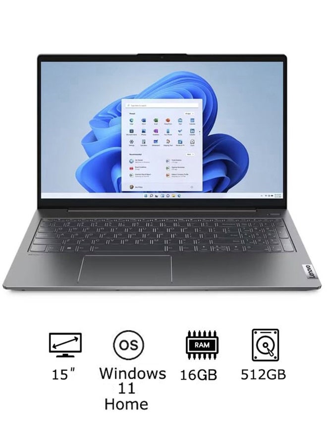 IdeaPad 5 Laptop With 15.6-Inch Display, Core i5-1235U Processor/16GB RAM/512GB SSD/2GB NVIDIA GeForce MX550 Graphics Card/Windows 11 Home English/Arabic Storm Grey