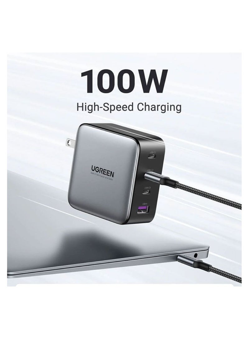 Ugreen - Ugreen GaN fast charger 3x USB Type C / USB Power Delivery 3.0 QuickCharge 4+ FCP SCP AFC 100W EU (CD226 40747) Black - Image 1