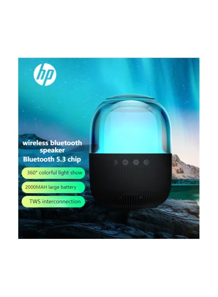 HP - BTS05 Bluetooth TWS Speaker with RGB Portable Speaker Rechargeable for TV PC Laptop Mobile Black - Image 1