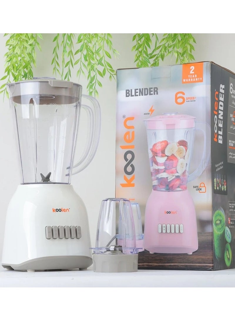 6-Speed 2-in-1 Electric Blender with 400W Motor, 1.5 L 400 W 801.107.011 Pink