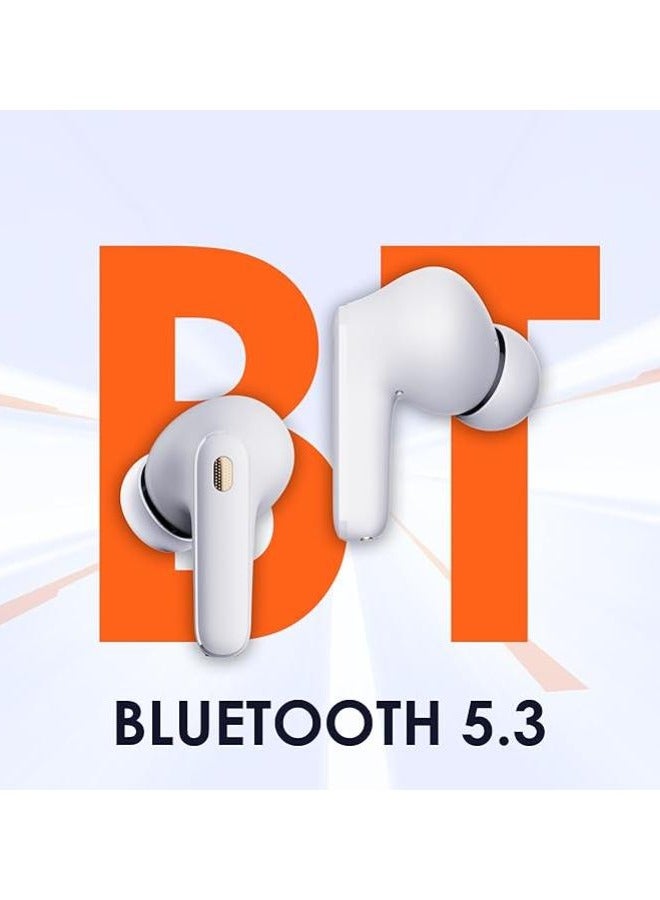 إيتيل - سماعات أذن itel T11 لاسلكية حقًا مع وقت تشغيل 40 ساعة، ميكروفون رباعي ENC، IPX5، مشغلات تعزيز الجهير 10 مم، إصدار BT 5.3، شحن سريع (أبيض) - Image 1