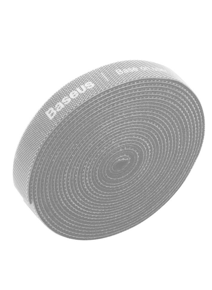 Baseus - Cable Tidy Management 3 Meters Hook And Loop Strong Grip Fastener Roll Reusable Ties Self Adhesive Straps Velcro Tape Organizer For Computer TV Power Cable And Other Cables Grey - Image 1