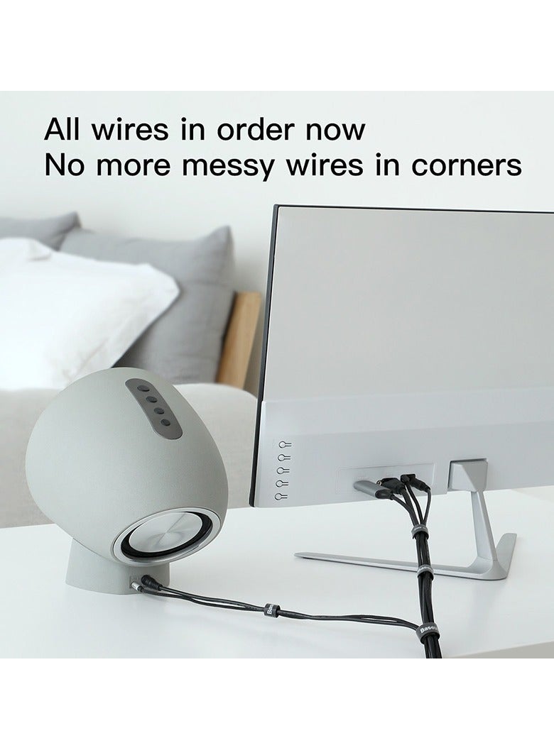 Baseus - Cable Tidy Management 3 Meters Hook And Loop Strong Grip Fastener Roll Reusable Ties Self Adhesive Straps Velcro Tape Organizer For Computer TV Power Cable And Other Cables Grey - Image 1
