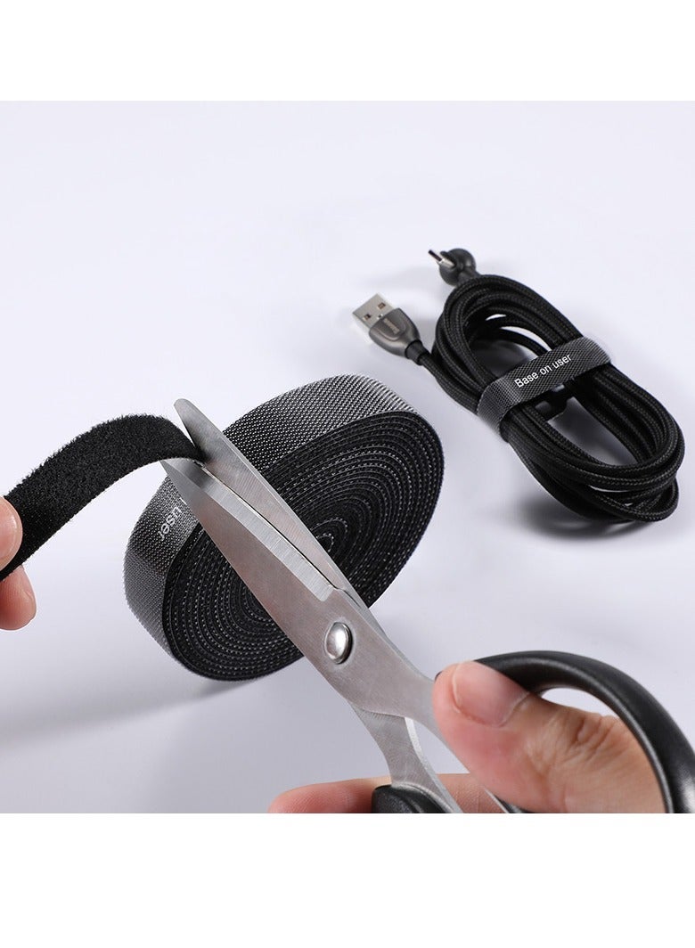 Baseus - Cable Tidy Management 3 Meters Hook And Loop Strong Grip Fastener Roll Reusable Ties Self Adhesive Straps Velcro Tape Organizer For Computer TV Power Cable And Other Cables Grey - Image 1
