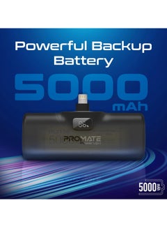PROMATE 5000 mAh Power Bank, Ultra-Compact Portable Charger With Built-In 20W Foldable Lightning Connecter, 20W USB-C Power Delivery Port, LED Screen And Foldable Kickstand For iPhone 15/14/13/12, PowerUp-i Black  - Image 5