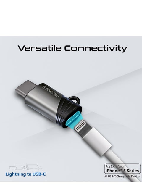 Lightning To USB-C Adapter With Premium Ultra-Fast 27W Power Delivery, Efficient Design, 480Mbps Data Sync, And Durable Aluminum And Zinc Alloy Construction For iPhone 16, iPad, AirPods, Link-Ci - Black