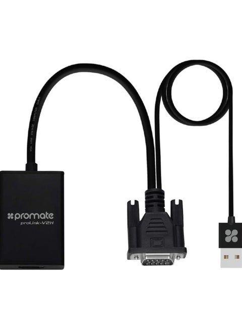 محول محول VGA إلى HDMI بدقة 1080 بكسل HD مع دعم الصوت TV AV HDTV، ProLink-V2H أسود