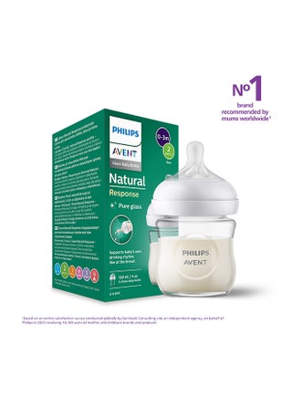 Glass Natural Response Baby Feeding Bottle  125Ml  | No.1 Brand Recommended By Moms Worldwide |Natural Response Technology Mimics Breastfeeding | Uniquely Designed Nipple Releases Milk Only When Baby Drinks - pnsku/N70048655V/45/_/1752846230/2fdf4112-ff26-498d-bc1e-6b3c09e5a123