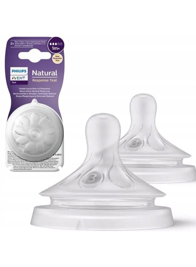 PHILIPS AVENT - Pack Of 2 Avent Natural Response Nipple Flow 3 (1M+) - Image 1