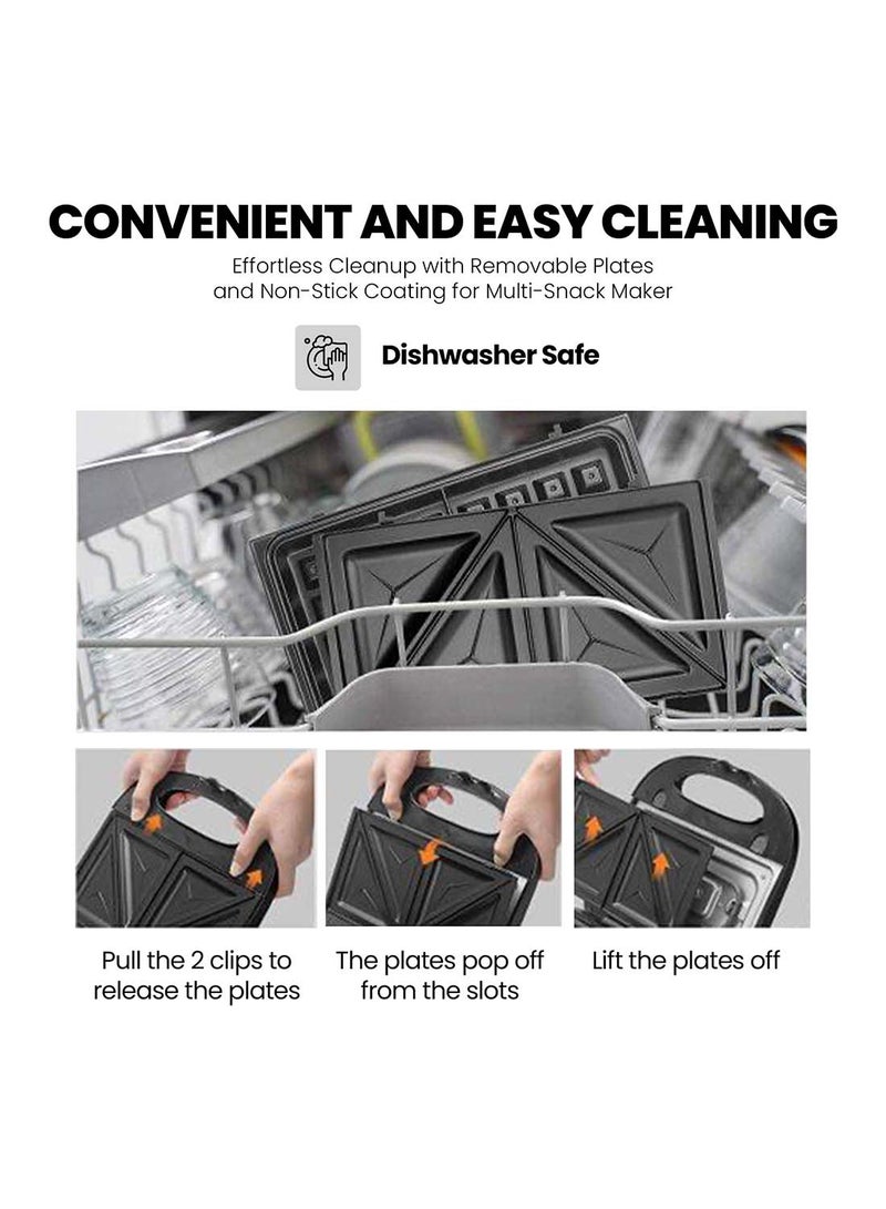 NIKAI 7 In 1 Sandwich And Multi Snack Maker, 2 Slot Non-Stick 7-In-1 Interchangeable Plates Grill, Toaster, Pancakes, Cookies, Waffles, Donuts, Cupcakes And Nutties, Cool Touch Housing, Dishwasher Safe 750 W NGT727D Black - Image 5