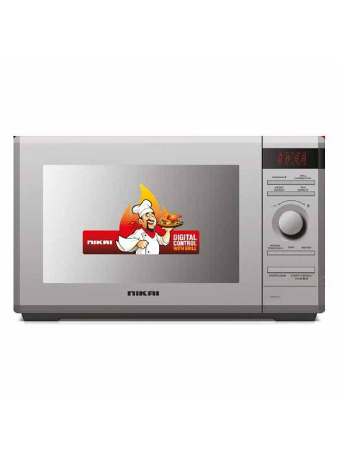 Microwave Oven With Grill - Digital Control, Child Safety Lock, Mirror Finish,5 Power levels  ,8 auto menus Defrost By Weight/Time, Cooking End Signal, Stainless Steel Panel 36 L 1000 W NMO360MDG Silver
