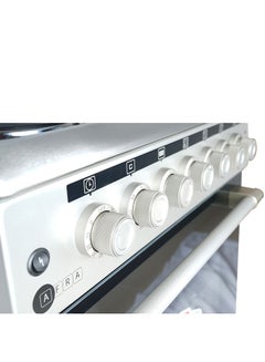 AFRA Freestanding Gas & Electric Cooking Range | 60x60cm Stove & Oven | 4 Gas Burners | 2 Hotplates | Full Safety Auto Ignition | Double Glass Oven Door | Stainless Steel Cooktop | Adjustable Legs AF-6060CRHG Stainless Steel  - Image 4