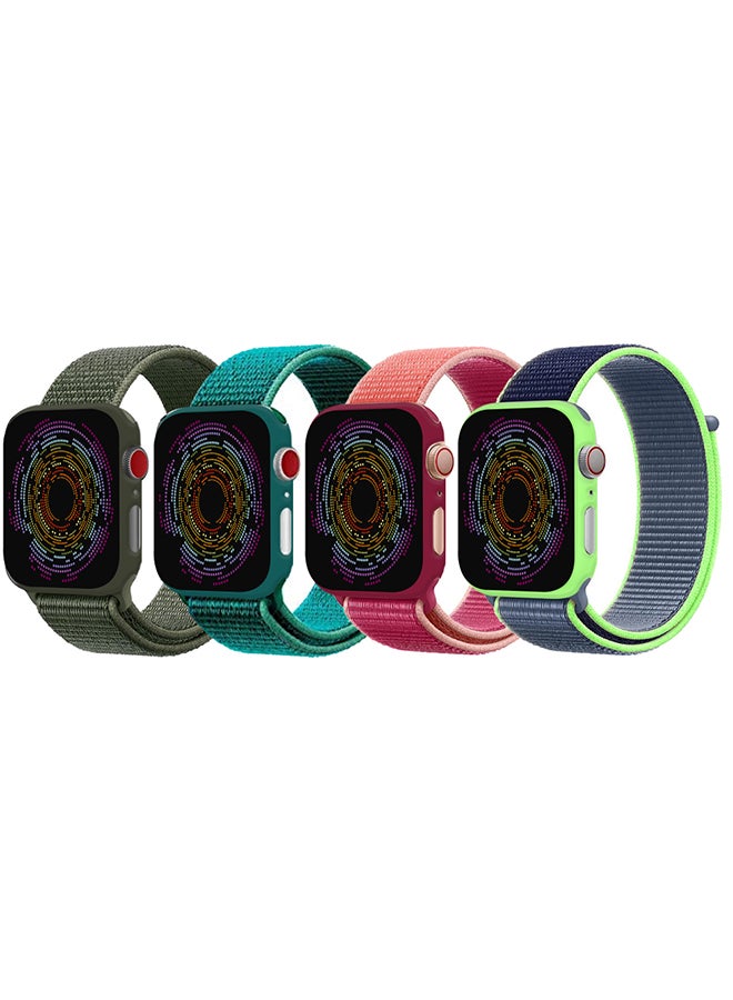 MARGOUN 4 Pack Apple Watch Band 38Mm 40Mm 41Mm Sport Loop Nylon Band Quick Release Soft Fabric Nylon Adjustable Rugged Velcro Replacement Wristband Strap For Men Women Compatible With Series SE/7/6/5/4/3/2/1 Multicolour8 - Image 2