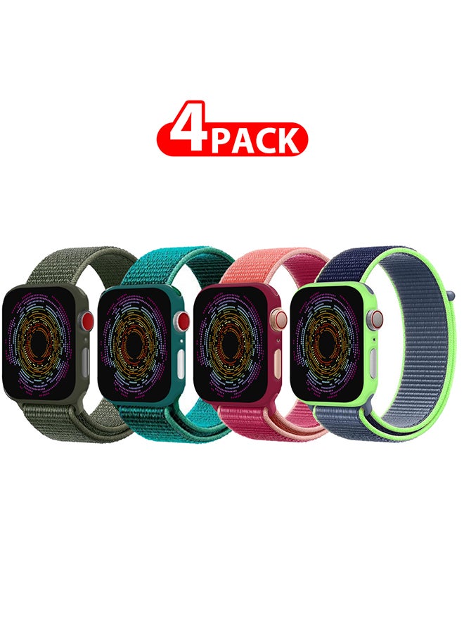 MARGOUN 4 Pack Apple Watch Band 38Mm 40Mm 41Mm Sport Loop Nylon Band Quick Release Soft Fabric Nylon Adjustable Rugged Velcro Replacement Wristband Strap For Men Women Compatible With Series SE/7/6/5/4/3/2/1 Multicolour8 - Image 1
