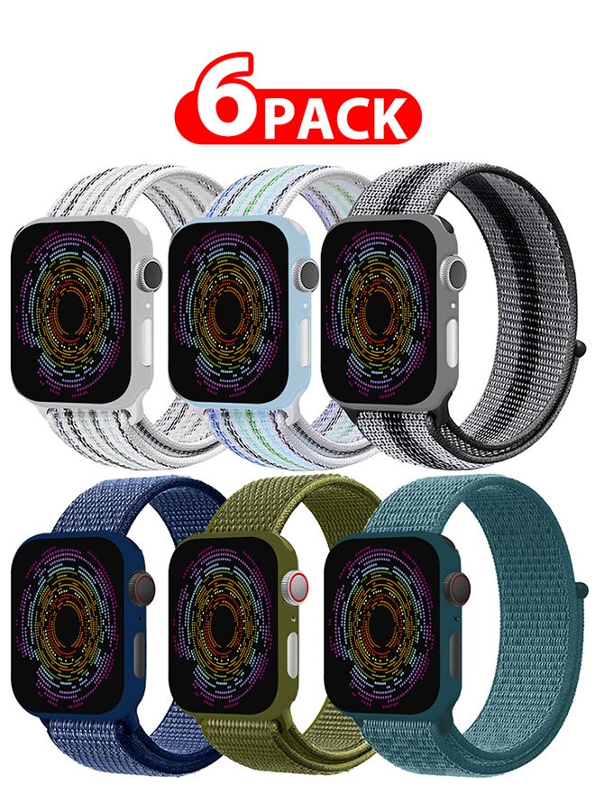 MARGOUN 6 Pack Apple Watch Band 38Mm 40Mm 41Mm Sport Loop Nylon Band Quick Release Soft Fabric Nylon Adjustable Rugged Velcro Replacement Wristband Strap For Men Women Compatible With Series SE/7/6/5/4/3/2/1 Multicolour11 - Image 1