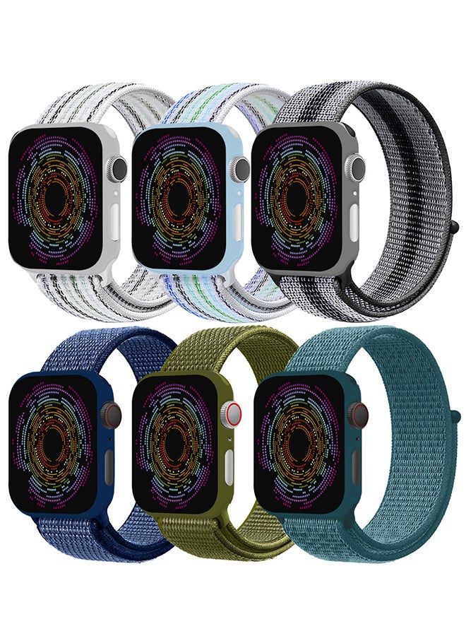 MARGOUN 6 Pack Apple Watch Band 38Mm 40Mm 41Mm Sport Loop Nylon Band Quick Release Soft Fabric Nylon Adjustable Rugged Velcro Replacement Wristband Strap For Men Women Compatible With Series SE/7/6/5/4/3/2/1 Multicolour11 - Image 2