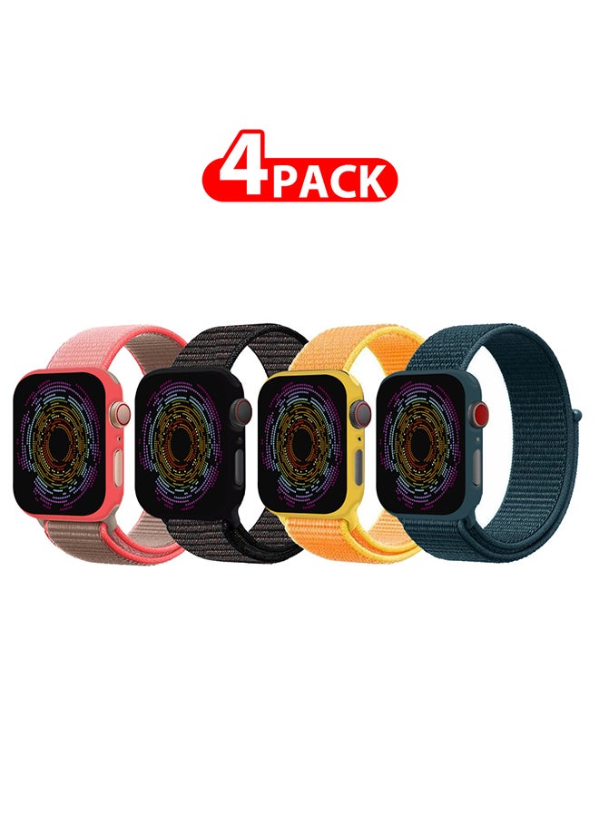 MARGOUN 4 Pack Apple Watch Band 38Mm 40Mm 41Mm Sport Loop Nylon Band Quick Release Soft Fabric Nylon Adjustable Rugged Velcro Replacement Wristband Strap For Men Women Compatible With Series SE/7/6/5/4/3/2/1 Multicolour10 - Image 1