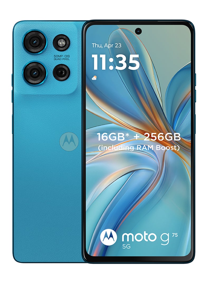 Motorola G75 Dual SIM Aqua Blue 8GB RAM 256GB 5G With Free Belkin Wireless Charger - Middle East Version  - Image 2