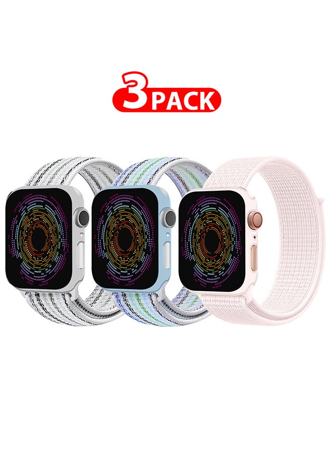 MARGOUN 3 Pack Apple Watch Band 38Mm 40Mm 41Mm Sport Loop Nylon Band Quick Release Soft Fabric Nylon Adjustable Rugged Velcro Replacement Wristband Strap For Men Women Compatible With Series SE/7/6/5/4/3/2/1 Multicolour1 - Image 1