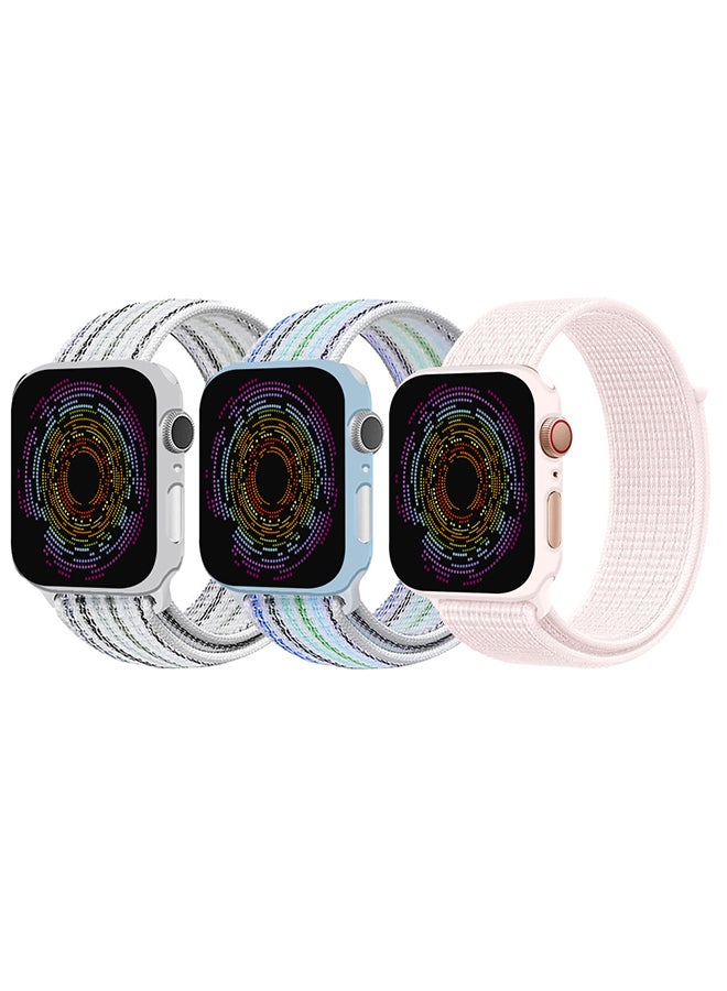 MARGOUN 3 Pack Apple Watch Band 38Mm 40Mm 41Mm Sport Loop Nylon Band Quick Release Soft Fabric Nylon Adjustable Rugged Velcro Replacement Wristband Strap For Men Women Compatible With Series SE/7/6/5/4/3/2/1 Multicolour1 - Image 2