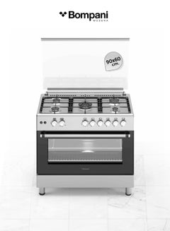 Bompani Bompani 90x60cm 5-Burner Cooking Range with Mechanical Timer, Gas Oven, Grill, FFD, Full-Safety, Automatic Ignition - One Year Manufacturer Warranty BO693YAL Silver  - Image 1