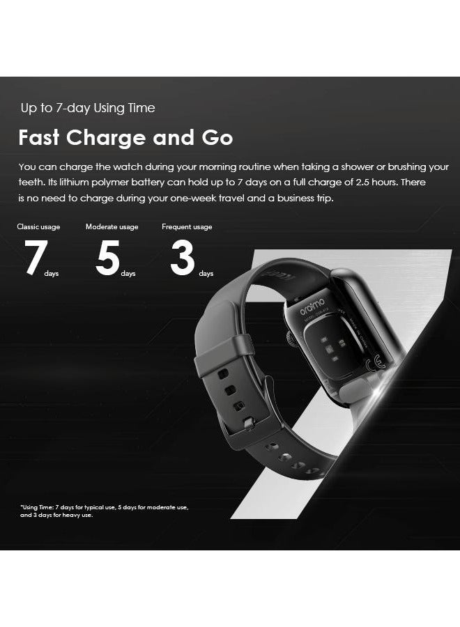 Oraimo - 300 mAh Oraimo Watch ES 2 1.95″ AMOLED IP68 Smart Watch Black - Image 1