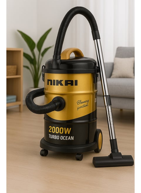 Vacuum Cleaner, Blower Function, Metal Telescopic Tube, Anti-Oxidizing Interior, Sponge Filter, And Anti-Oxidizing Coating, For Home And Office Use 2000 W NVC450A Golden