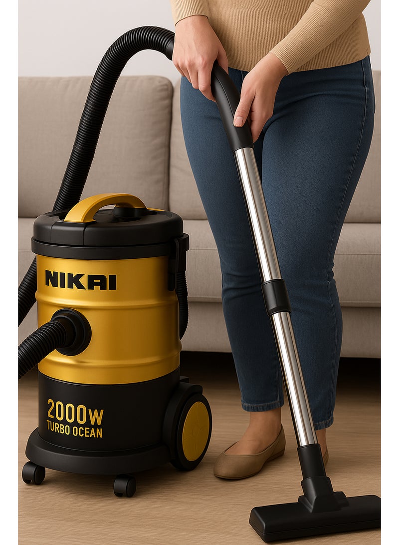 Vacuum Cleaner, Blower Function, Metal Telescopic Tube, Anti-Oxidizing Interior, Sponge Filter, And Anti-Oxidizing Coating, For Home And Office Use 2000 W NVC450A Golden