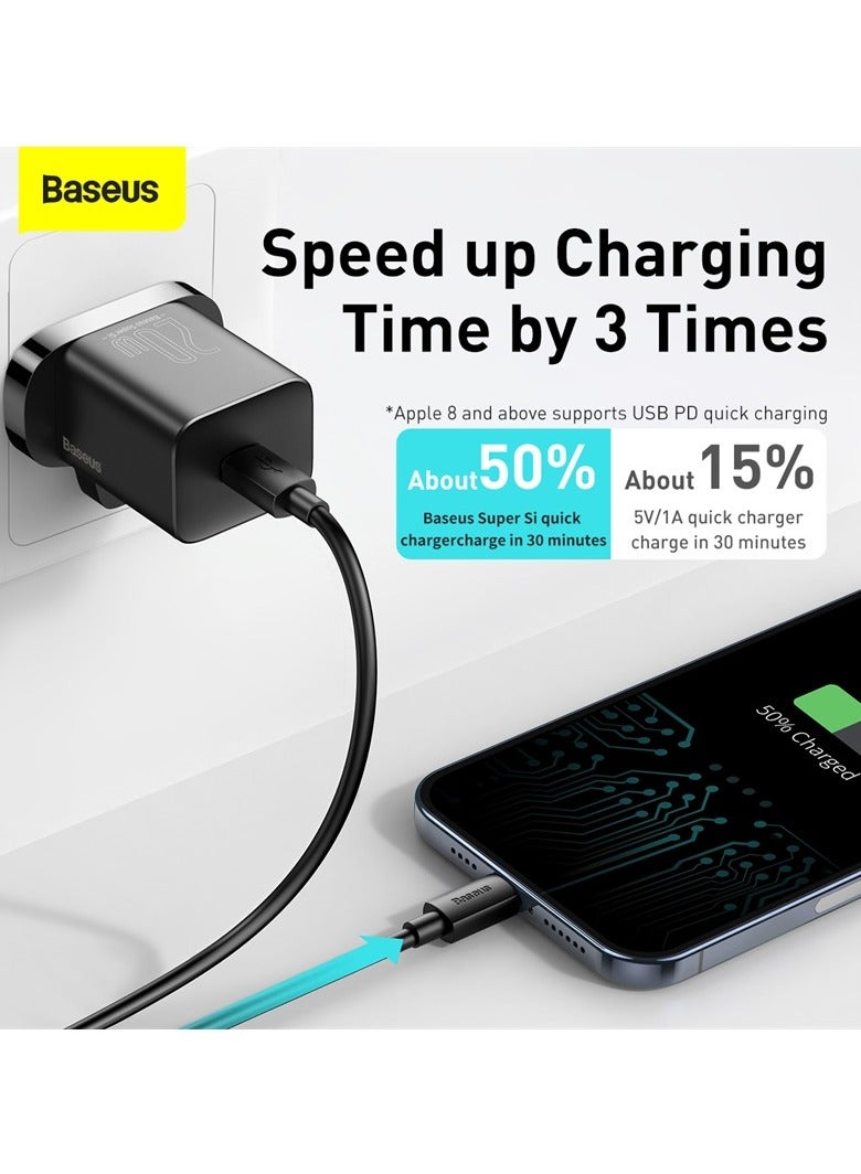 Baseus - 20W iPhone Charger Type C PD 3.0 Fast USB C Charger iPhone 15 Fast Charger Head Type-C Power Plug Universal Travel Adapter USB-C Plug For iPhone 15 15 Pro Max 15 Pro 15 Plus 14 13 12 11 And More Black - Image 1