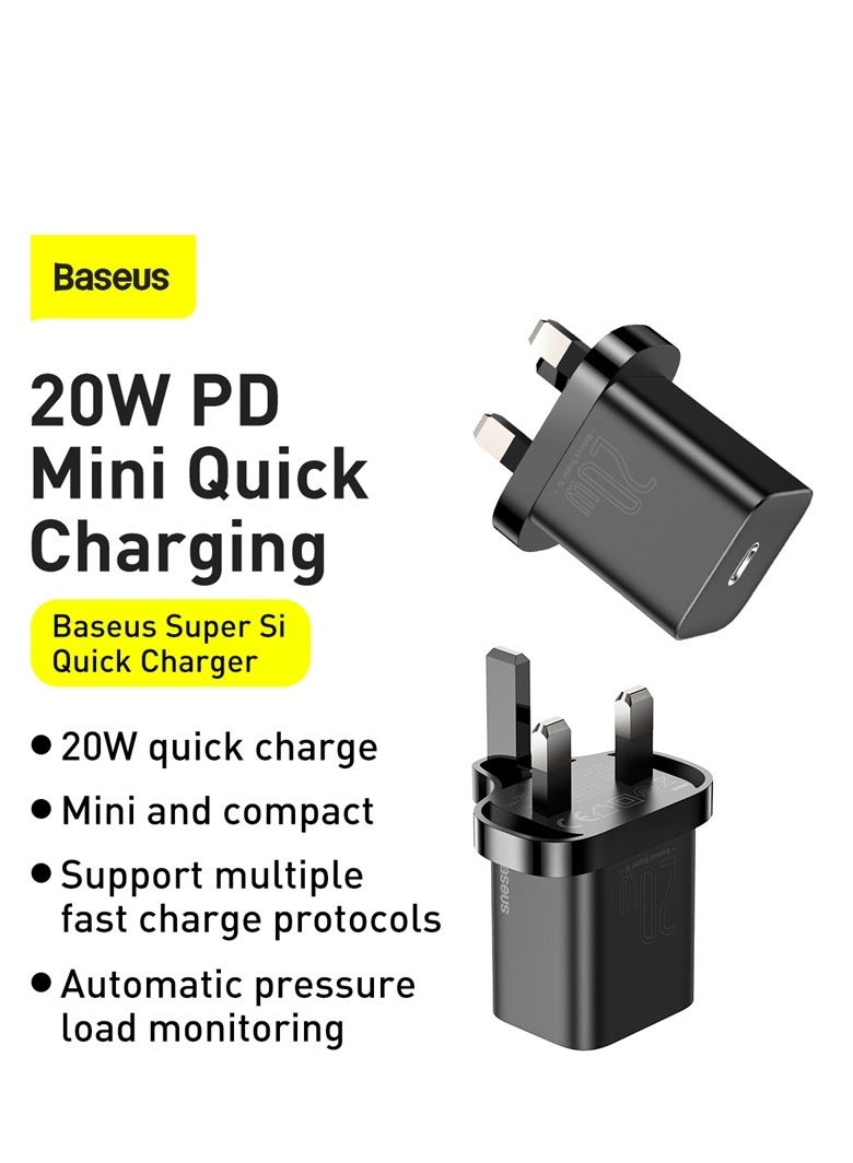 Baseus - 20W iPhone Charger Type C PD 3.0 Fast USB C Charger iPhone 15 Fast Charger Head Type-C Power Plug Universal Travel Adapter USB-C Plug For iPhone 15 15 Pro Max 15 Pro 15 Plus 14 13 12 11 And More Black - Image 1
