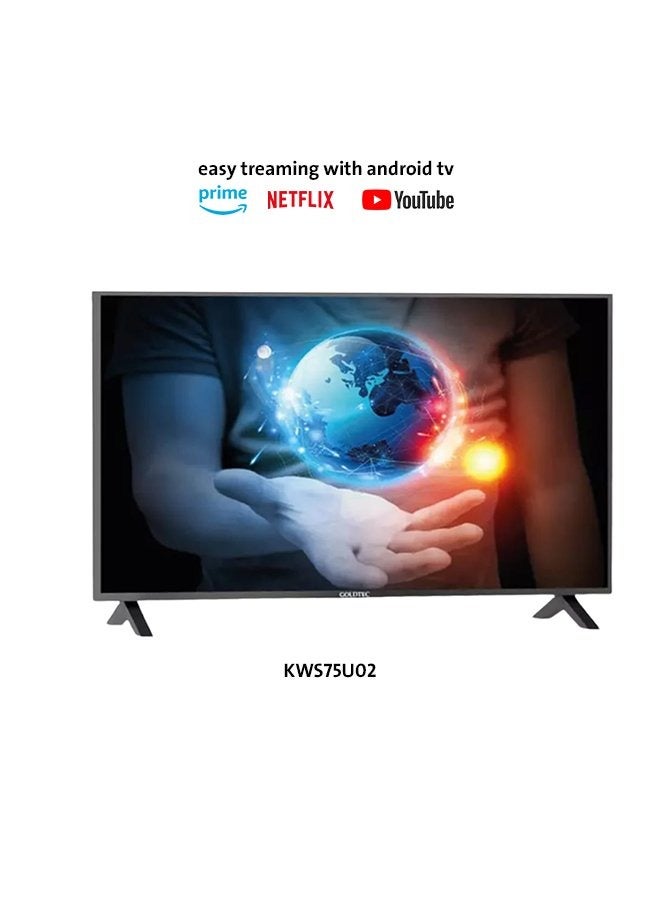 كي ام سي تلفزيون ذكي LED WebOS مقاس 75 بوصة بدون إطار مع نظام تشغيل WEB OS، بدقة فائقة 4K، مع جهاز استقبال مدمج وجهاز تحكم سحري، موديل (2023) KWS75U02 أسود - Image 4