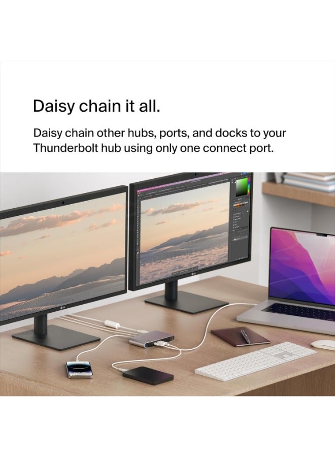 belkin Thunderbolt 4 Docking Station, 5-in-1 USB-C Multiport Core Hub w/ 96W Power Delivery for Mac, Windows, Single 8K or Dual 4K Display, Thunderbolt 4 Cable & Power Supply Included Space Grey  - Image 5