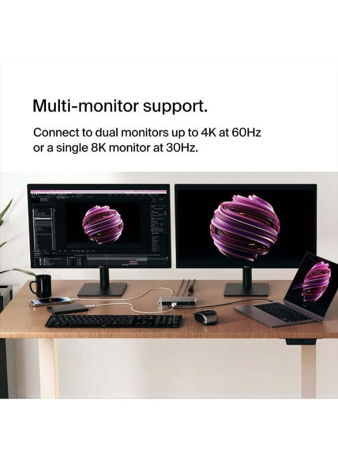 belkin Thunderbolt 4 Docking Station, 5-in-1 USB-C Multiport Core Hub w/ 96W Power Delivery for Mac, Windows, Single 8K or Dual 4K Display, Thunderbolt 4 Cable & Power Supply Included Space Grey  - Image 4