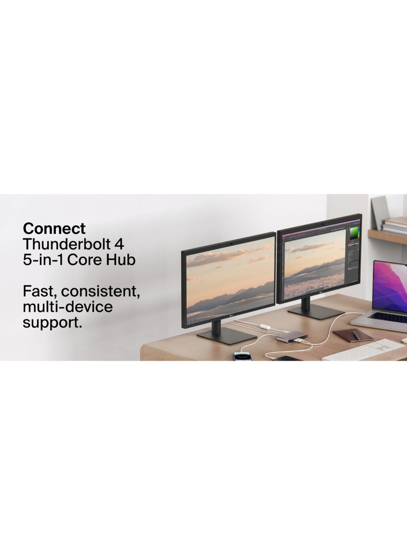 belkin Connect Thunderbolt 4 Docking Station, 5-in-1 USB-C Multiport Core Hub With 96W Power Delivery for Mac, Windows, Single 8K or Dual 4K Display, Thunderbolt 4 Cable And Power Supply Included Space Grey  - Image 4